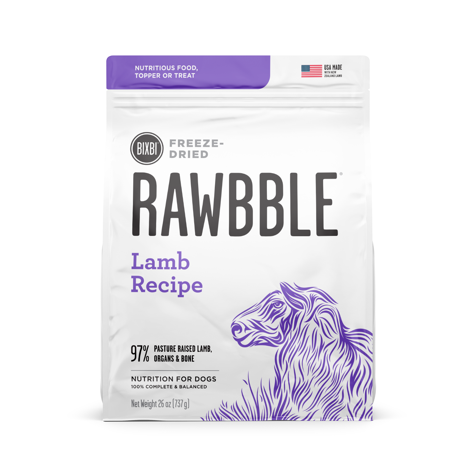 Bixbi Rawbble® Freeze-Dried Dog Food | Lamb Recipe