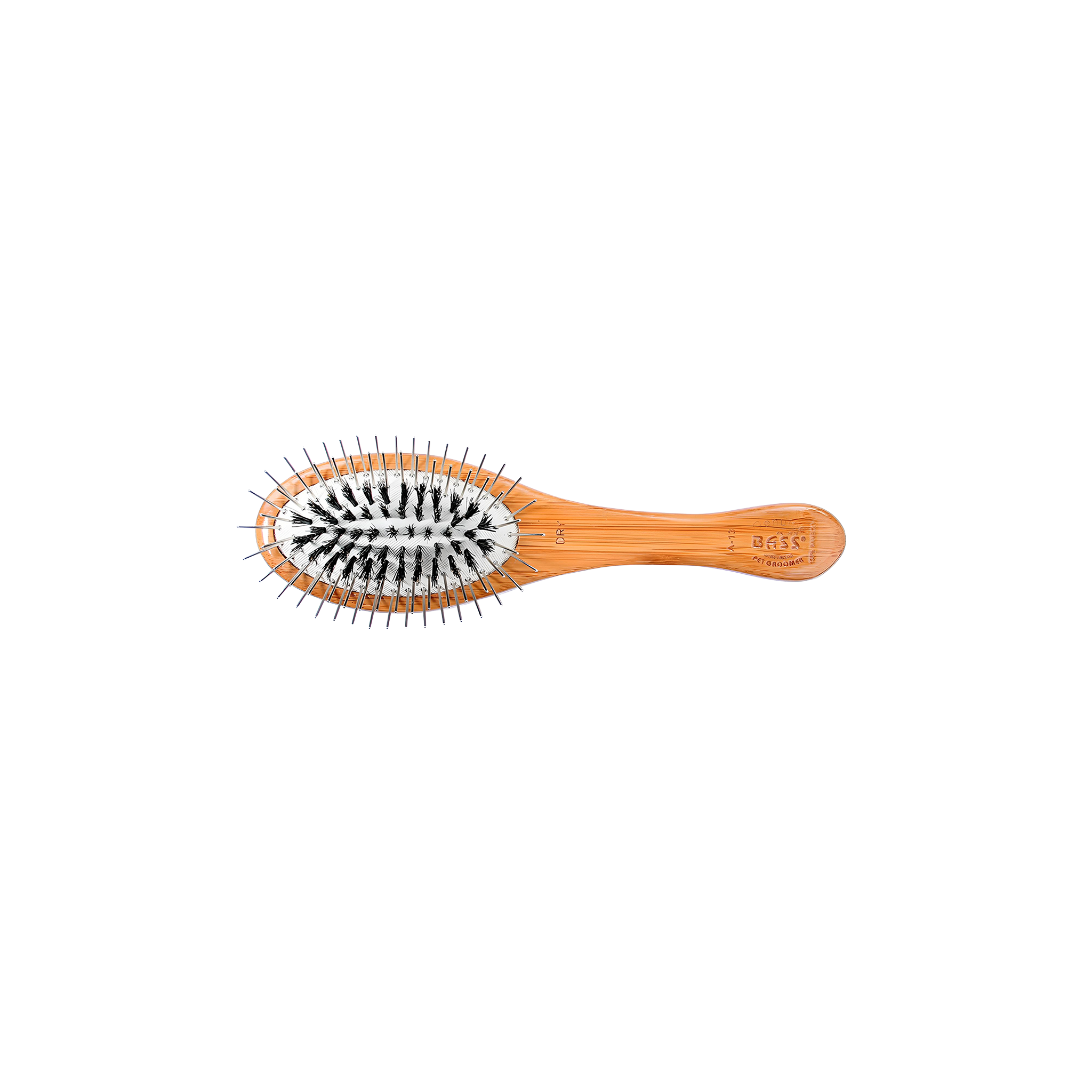 Bass Brushes Hybrid Groomer Shine & Condition Pet Brush | Natural Bristle + Alloy Pin | Pure Bamboo Handle | Medium Paddle