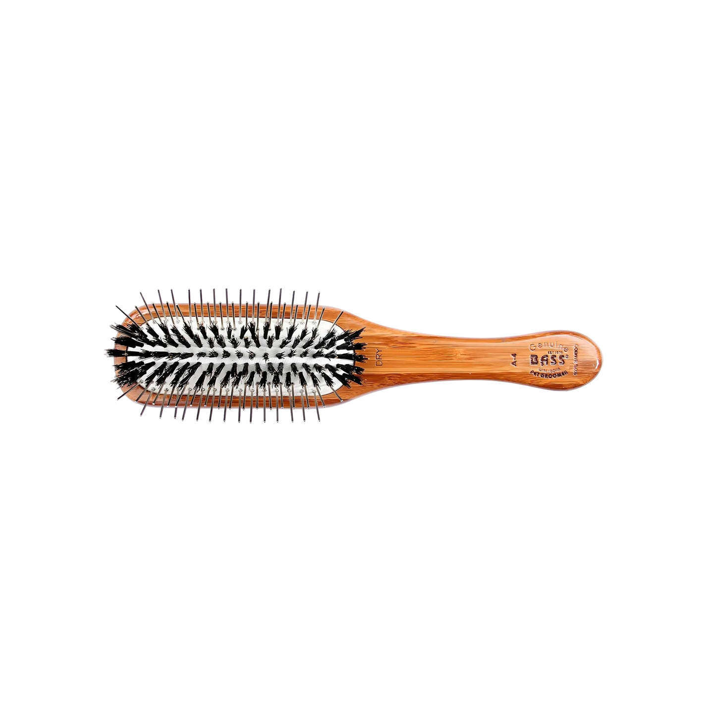 Bass Brushes Hybrid Groomer Shine & Condition Pet Brush | Natural Bristle + Alloy Pin | Pure Bamboo Handle | Medium Paddle