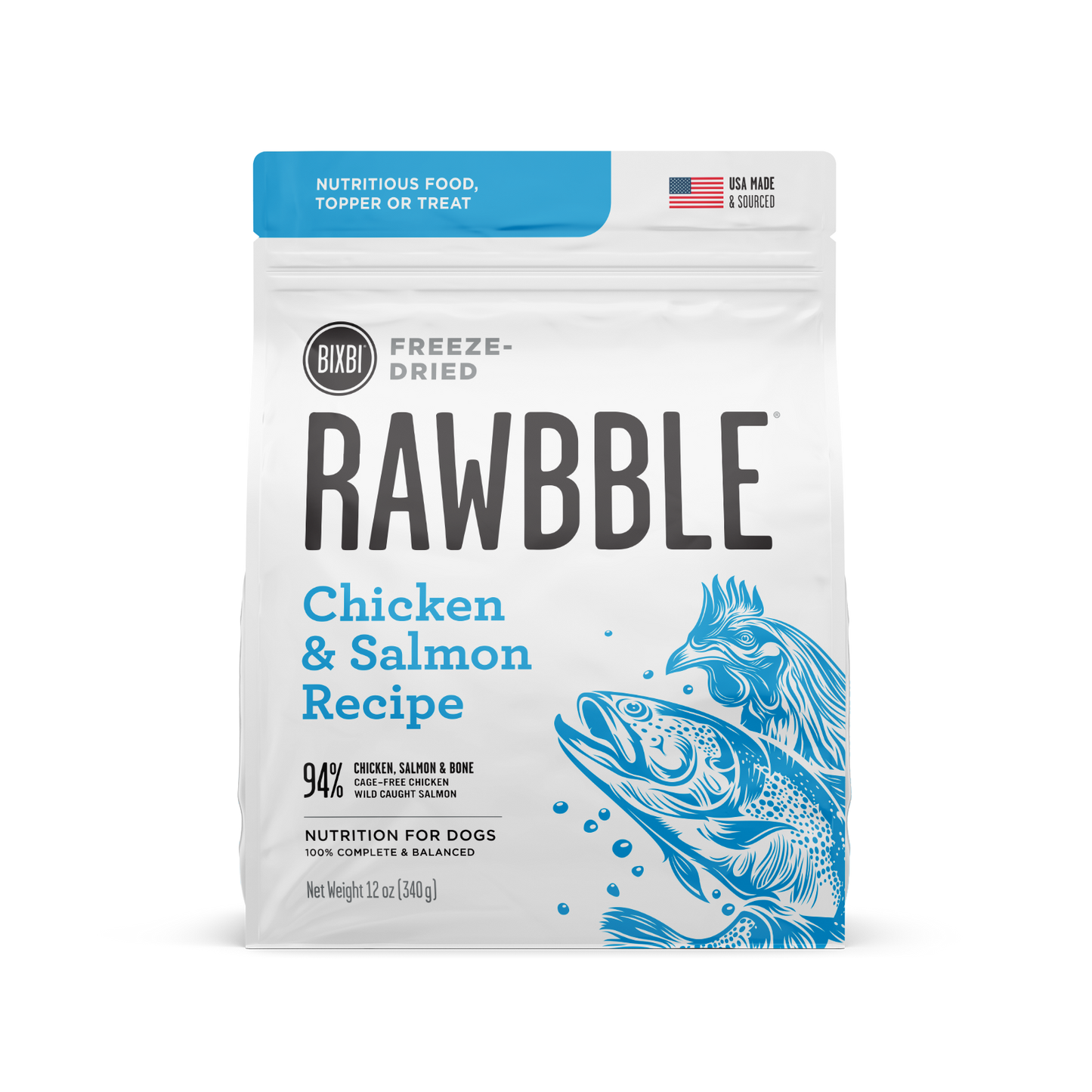 Bixbi Rawbble Freeze-Dried Dog Food | Salmon & Chicken Recipe