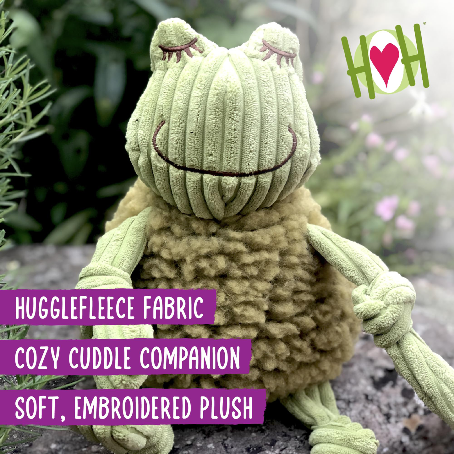 HuggleFleece FlufferKnottie Fiona the Frog Dog Toy