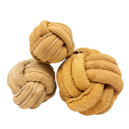 Huggle-Hide® Natural Leather Ball Dog Toy