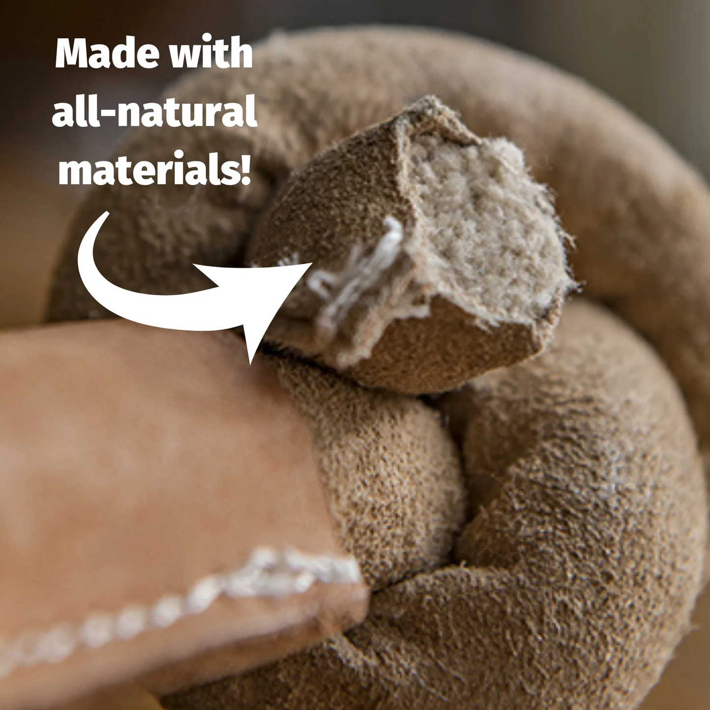 Huggle-Hide® Natural Leather Bone Dog Toy