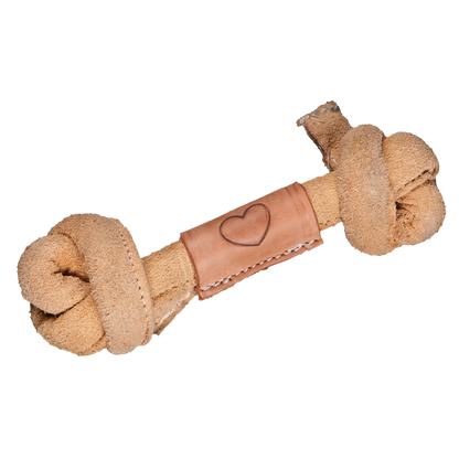 Huggle-Hide® Natural Leather Bone Dog Toy