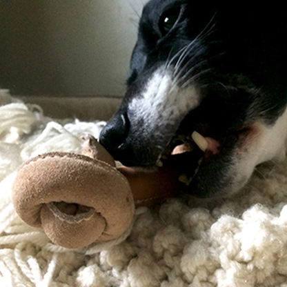 Huggle-Hide® Natural Leather Bone Dog Toy
