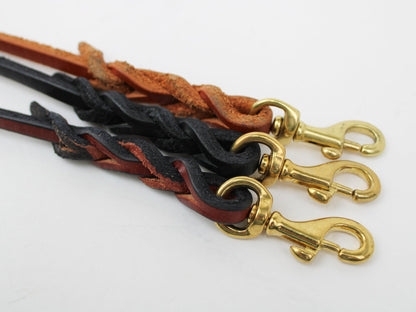 English Bridle Leather Braided Snap Lead (6')