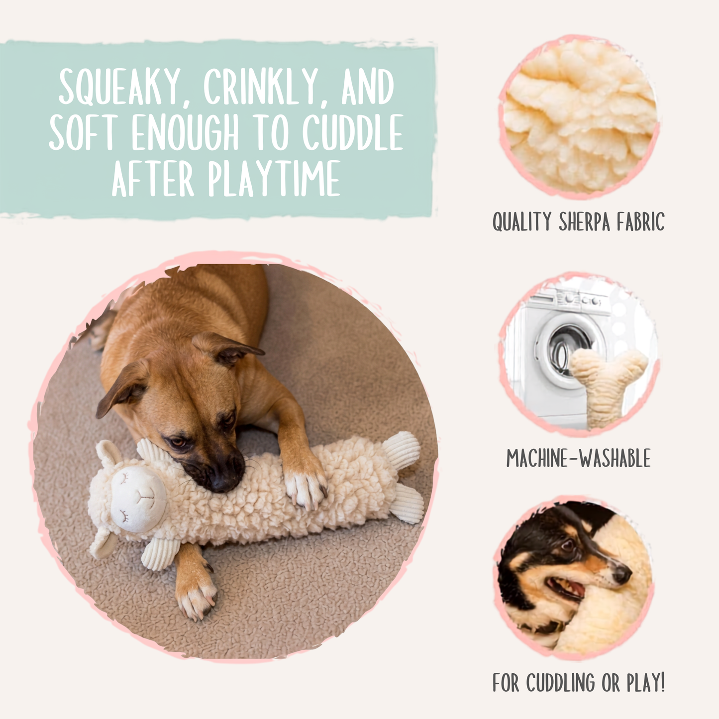 Louise Lamb Fluffer Long & Lovelie™ Durable Plush Dog Toy