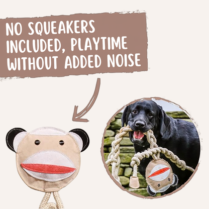 Stuey Sock Monkey Natural Rope Knottie® Dog Toy