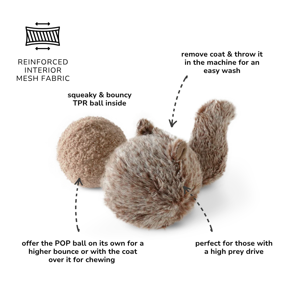 Lambwolf Squirrel Pop | Bouncy Squeaky Toy